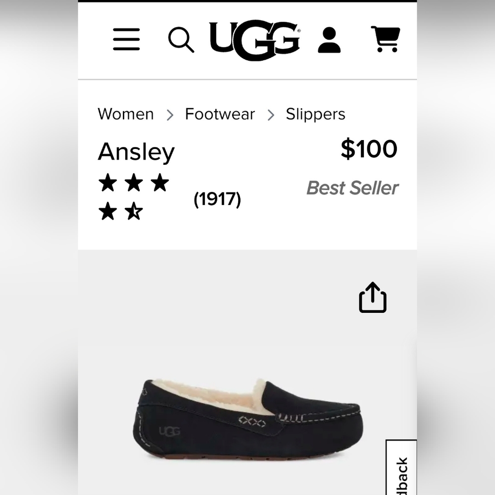 Womens UGG Ansley Slippers 9.5 M